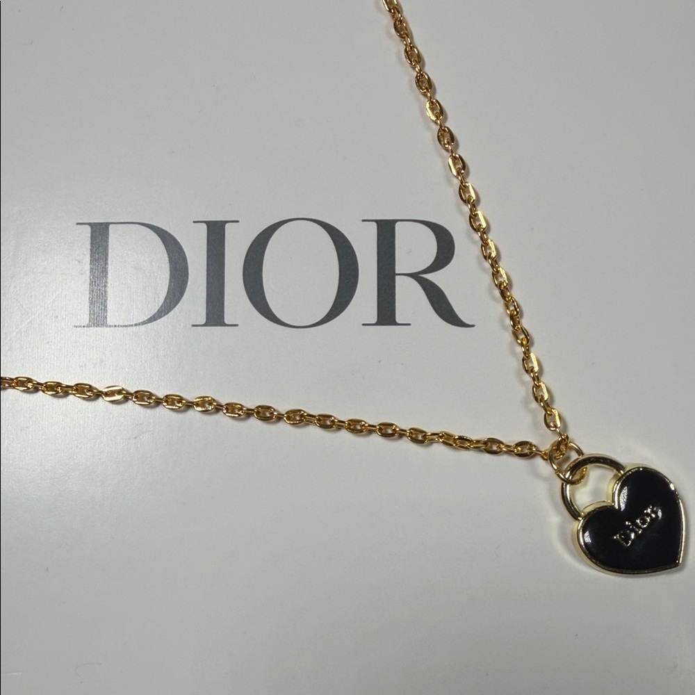 Gorgeous Upcycled Christian Dior Black Heart charm on 18” chain